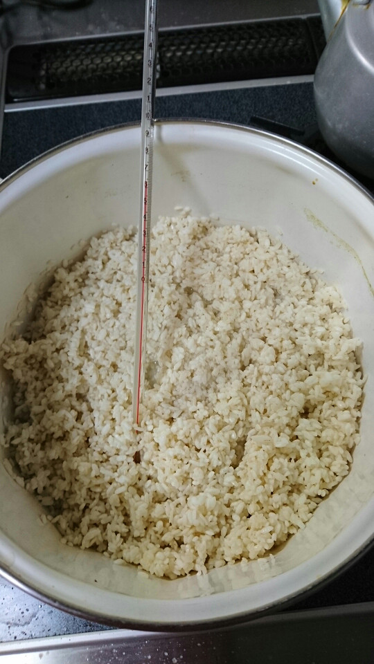米麹から温度調整しながら甘酒作り お砂糖なくてもお腹に染みる優しい甘さ♪